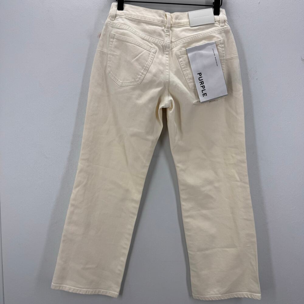 NWT Purple Brand Mid Rise Slim Crop Jeans Distressed sz 24 Ivory Neutral Capsule
